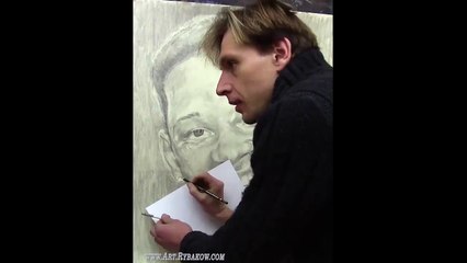 Уилл Смит - рисуем большой портрет карандашом за 2 МИНУТЫ! Will Smith portrait.