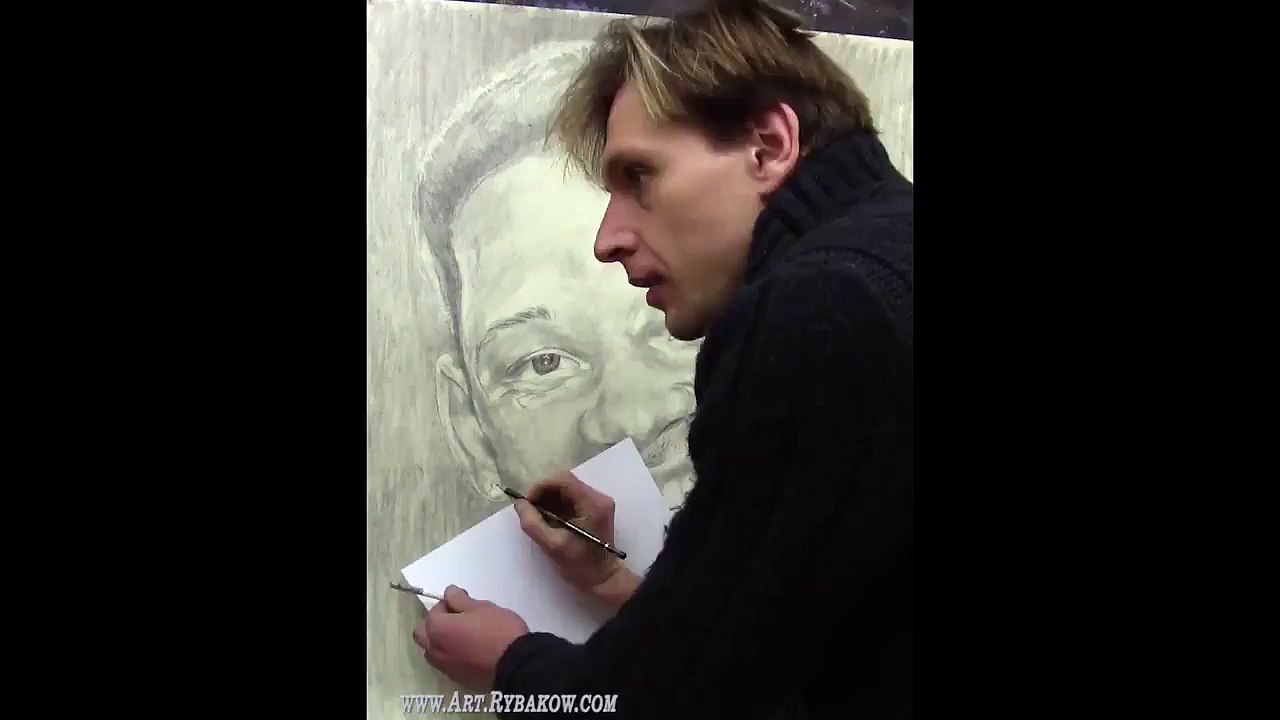 Уилл Смит - рисуем большой портрет карандашом за 2 МИНУТЫ! Will Smith portrait.
