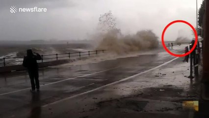 Huge waves catch Wirral sightseers unaware