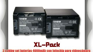2 x vhbw set bater?as 4000mAh con Infochip para videoc?mara sustituye JVC BN-VG138 BN-VG138AC
