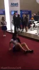 Girl in short Mini Skirt has amazing fifa skills