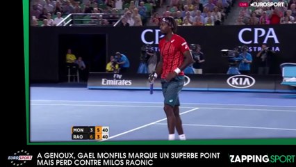 Gaël Monfils : A genoux, il marque un point exceptionnel mais perd contre Milos Raonic (vidéo)
