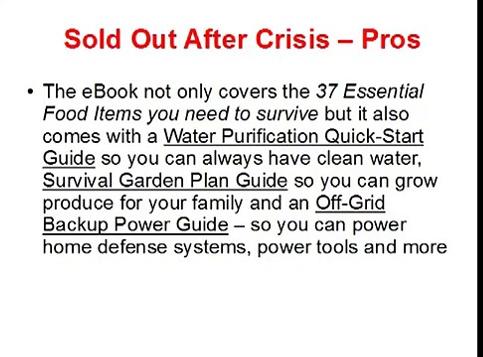 Sold Out After Crisis Review - 37 Critical Food Items Guide