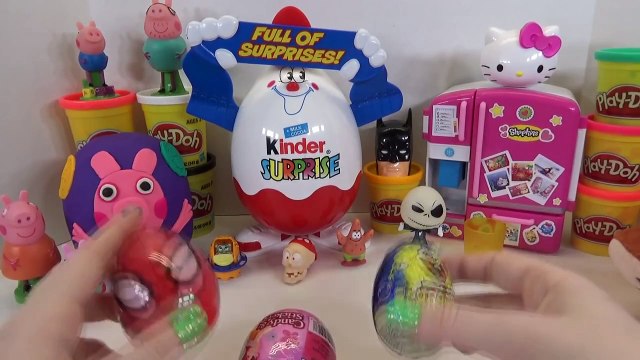 GIANT KINDER SURPRISE EGG AND PEPPA PIG PLAYDOH EGG FILLED WITH FUN TOYS