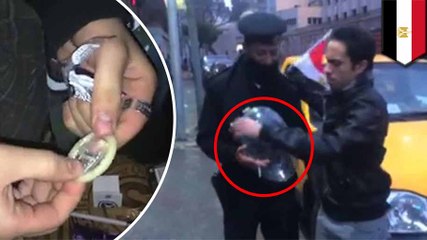 Egyptian comedian hands out condom balloons to cops on Police Day