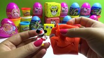 Play Doh Surprise Eggs Unboxing Mickey Mouse Spongebob Minnie Mouse toys