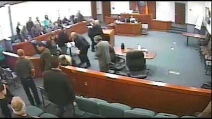 Michael Cox attacks a prosecutor after being found guilty