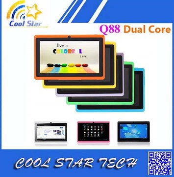 5pcs/lot Q88 Dual Core Tablet PC 7inch Android 4.2 Allwinner A23 Dual camera 512MB/4GB 10 Colors, DHL Free Shipping-in Tablet PCs from Computer
