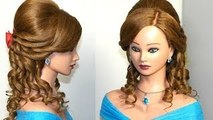 Prom, bridal hairstyle for medium long hair with curls