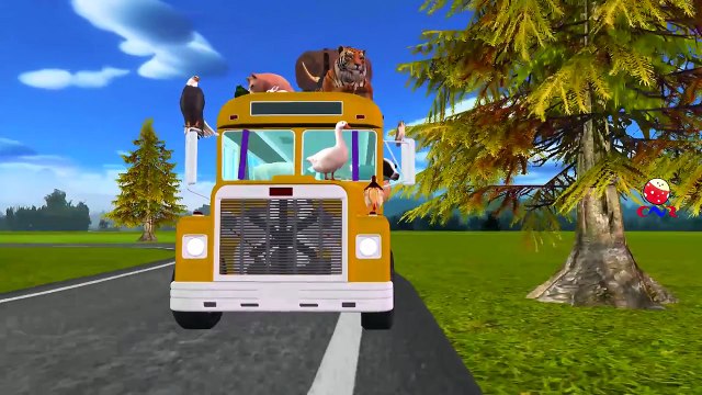 Wheels On The Bus Go Round And Round Children Nursery Rhymes Singing By Spiderman, Animals