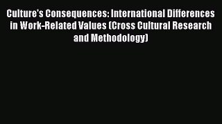 [PDF Download] Culture's Consequences: International Differences in Work-Related Values (Cross