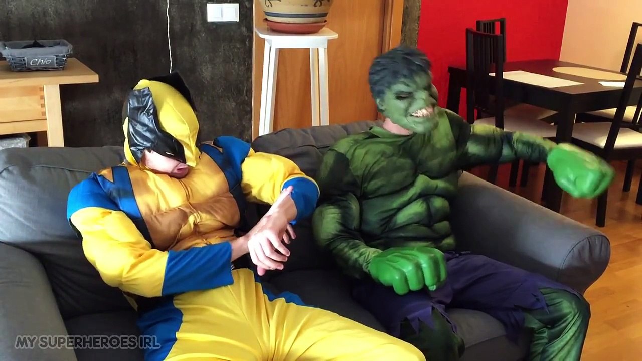 Superhero Movie w/ HULK, Spiderman & Wolverine! Spider-man Pizza Party in Real Life!