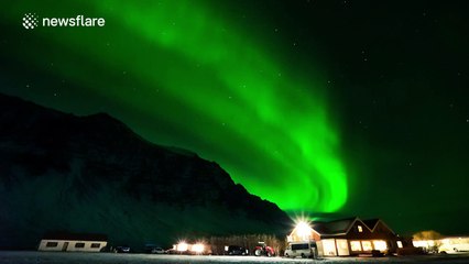 Northern Lights time-lapse filmed over Iceland