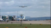 A380 Touch and Go (Aborted Landing) Manchester Airport July 11th 2012  Crosswind Landing
