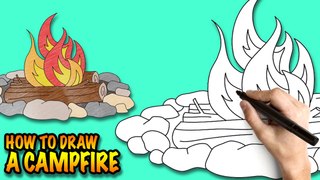 How to draw a Campfire - Easy drawing lesson
