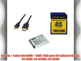 Bater?a   Cable mini HDMI   SDHC 16Gb para JVC Adixxion GC-XA1 GC-XA1BE GC-XA1BUS GC-XA1EU