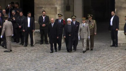 Cérémonie d'accueil du président iranien Rohani aux Invalides