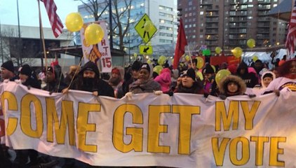 The labor protest outside the GOP debate