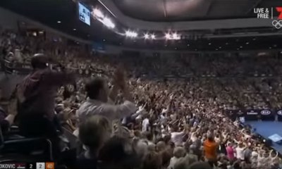 Man gets up out of his wheelchair after an amazing Federer shot