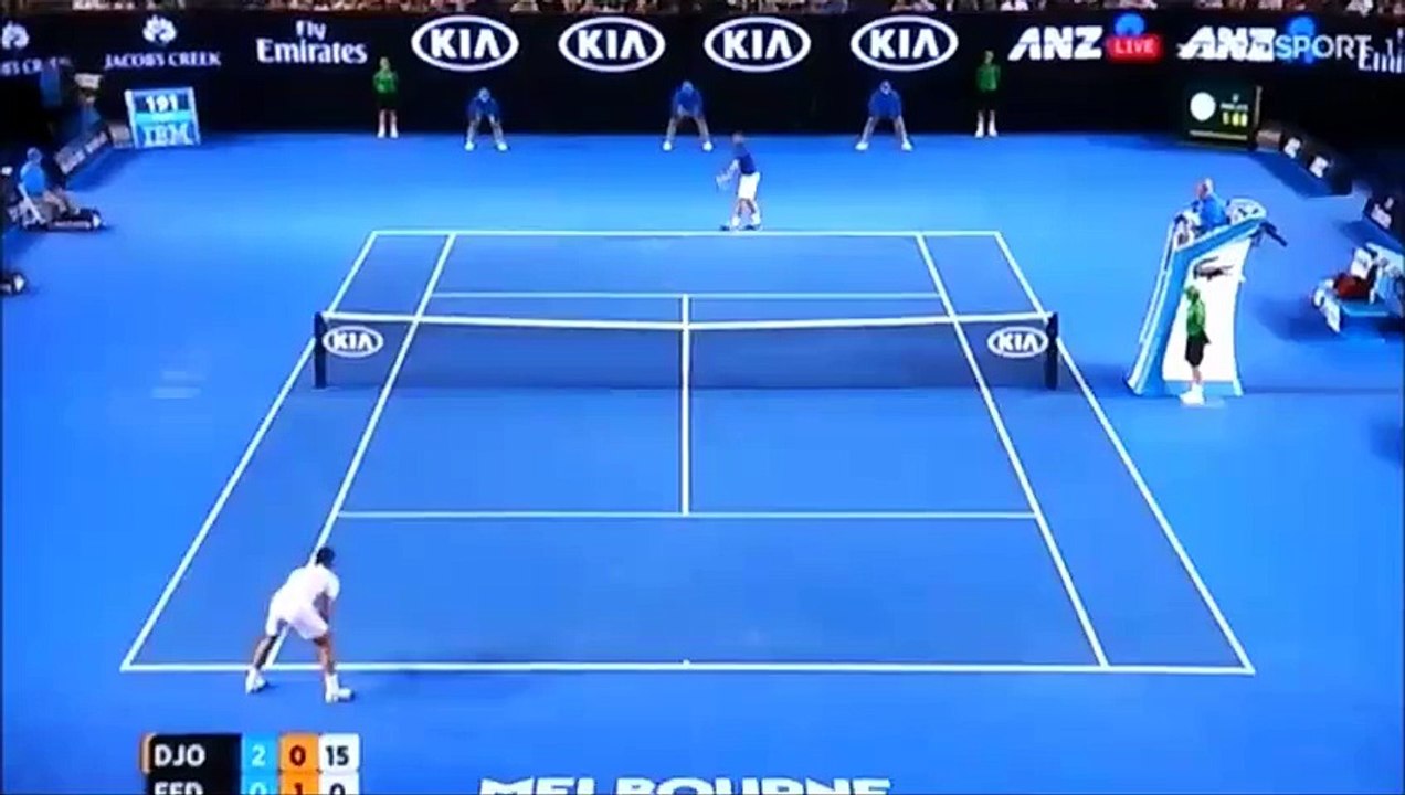 Roger Federer awesome shot from difficult position vs Djokovic!