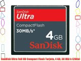 SanDisk Ultra Full HD Compact Flash Tarjeta 4 GB 30 MB/s (200x)