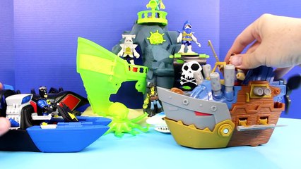Imaginext Batman Batboat Rescues Robin From Pirate Sharks Manta Joker Riddler Bane