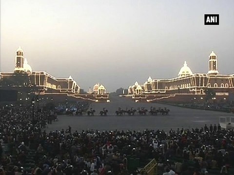 Full dress rehearsal for Beating Retreat at Vijay Chowk