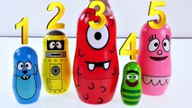 Yo Gabba Gabba! Stacking Cups Learn Colours with Nesting Dolls - Learning to Count Surprise Eggs