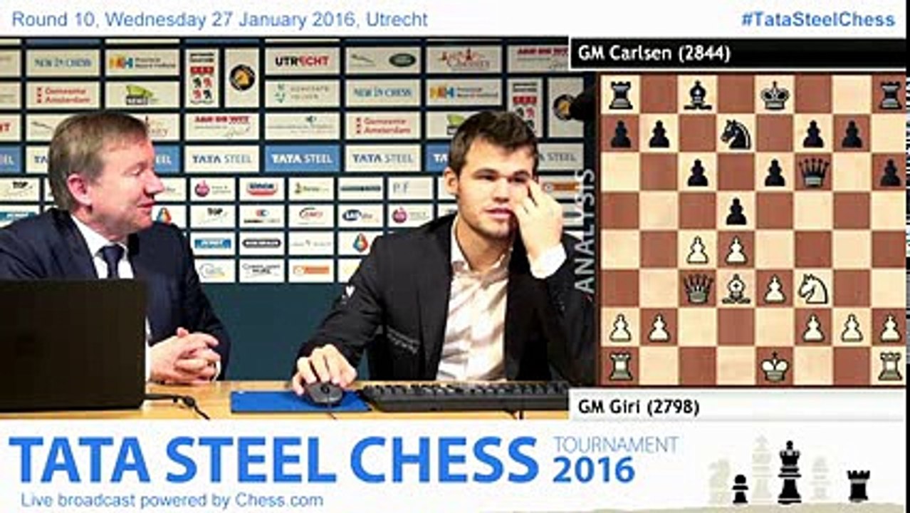 Tata Steel Chess Tournament 2016  Anish Giri Vs Magnus Carlsen - Round 10.