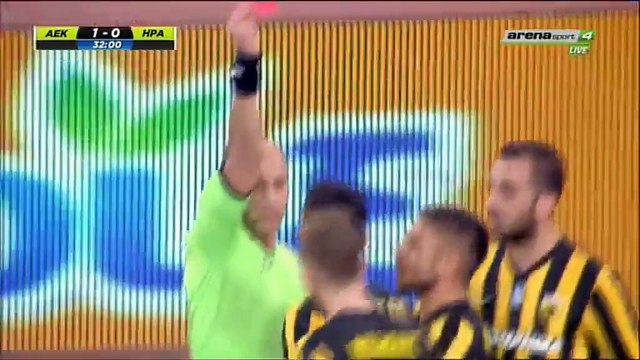 Michalis Bakakis Red Card Greece Cup Quarterfinal - 28.01.2016, AEK Athens 1-0 Iraklis Salonica