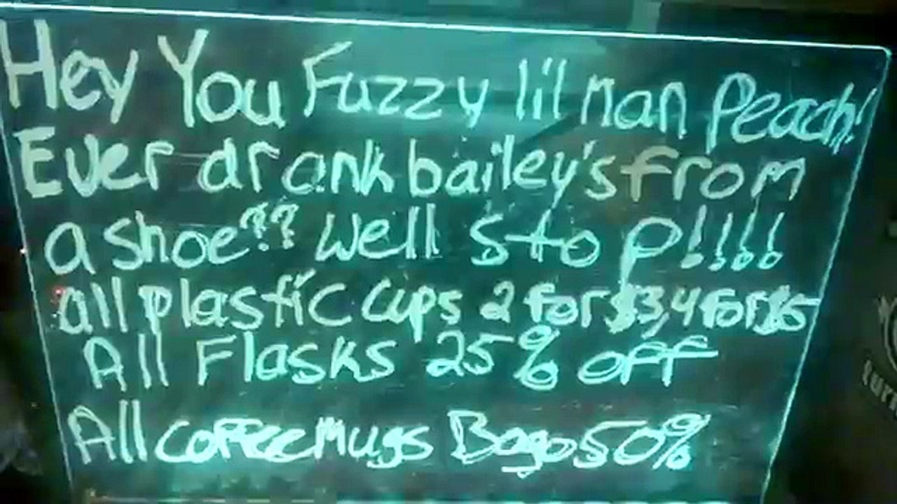Sign at Spencer's in Marketplace Mall That Calls You a ''Fuzzy 'Lil Man Peach     '' April 26th, 201 (Funny Videos 720p)