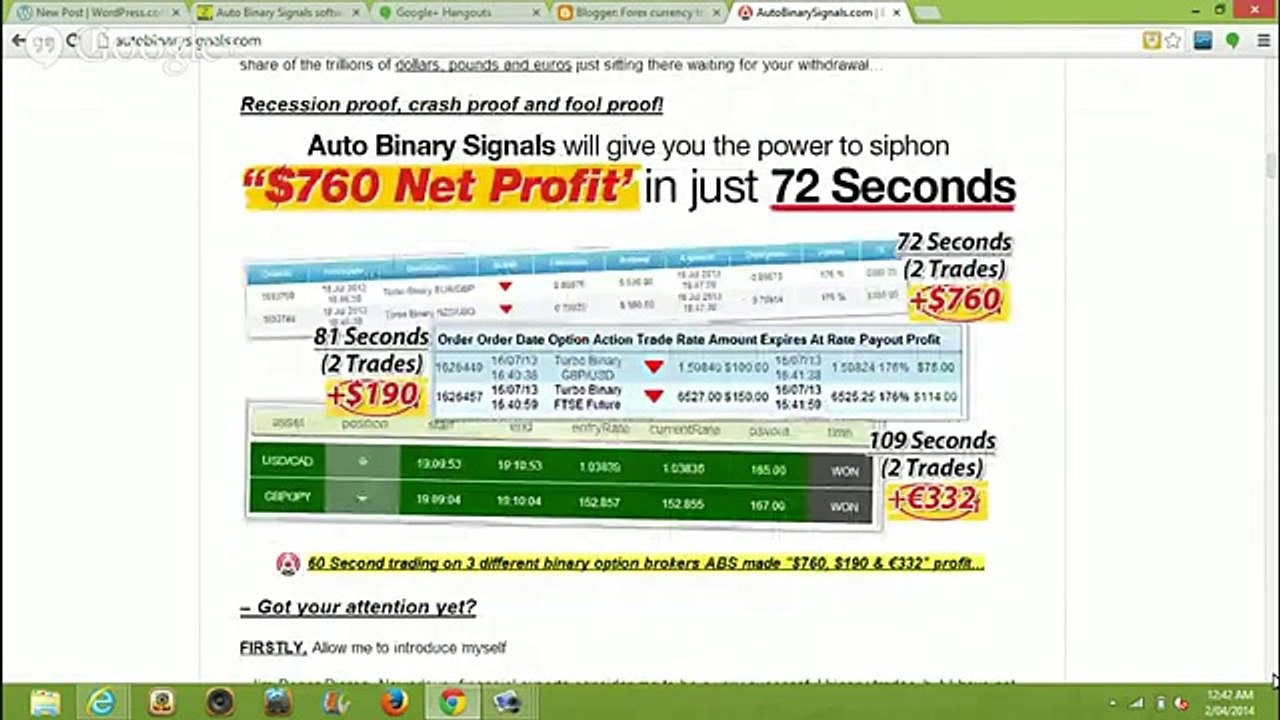 Auto Binary Signals software review by Roger Pierce - Automated Forex Trading revealed