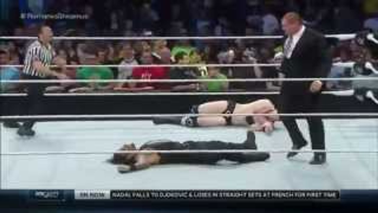 WWE Roman Reigns vs Sheamus June 4, 2015 [Kane attacks]