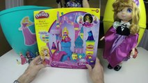 HUGE DISNEY PRINCESS PLAYDOH KINDER SURPRISE EGGS Princess Aurora Baby Doll Toys - Plastilina