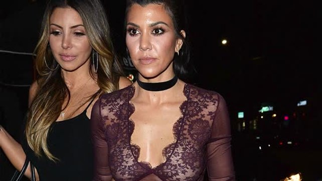 Kourtney Kardashian Hits the Nightclub in Braless Sheer Outfit