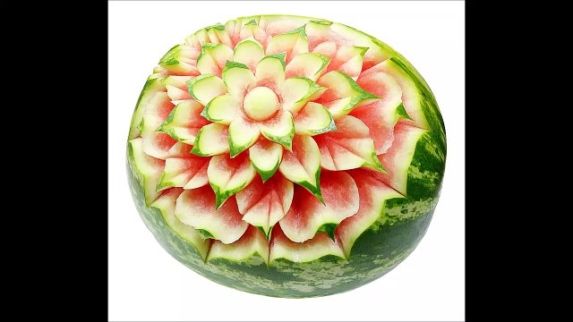 029. Free fruit carving course flower in watermelon _ Darmowy kurs carvingu kwiat w arbuzie