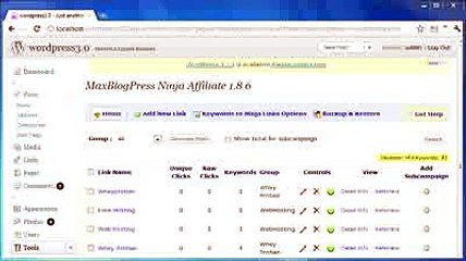 MaxBlogPress Ninja Affiliate Wordpress Affiliate Link Management Plugin 186