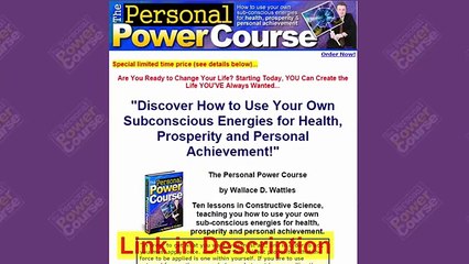 The Personal Power Course Review - Teaching You How To Use Your Own Subconscious Energies For Health