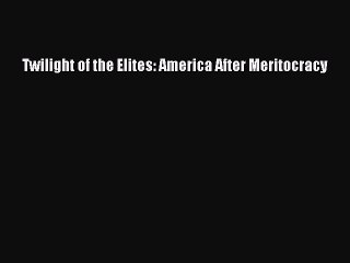 (PDF Download) Twilight of the Elites: America After Meritocracy Download