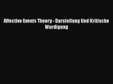 [PDF Download] Affective Events Theory - Darstellung Und Kritische Wurdigung [Read] Full Ebook