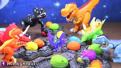 JURASSIC Dinosaur ABCs Wood Puzzle SURPRISE Eggs! T Rex Stegosaurus Triceratops by HobbyK