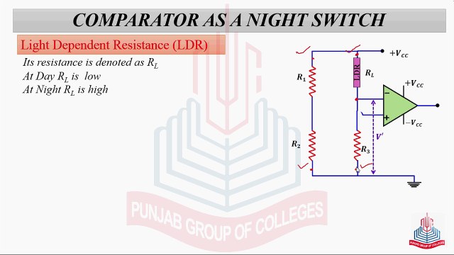 Comparator as a Night Switch ( Light Dependent Resistance )