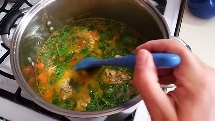 Albondigas soup with bone broth