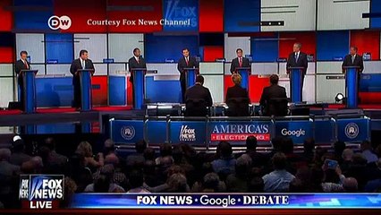 Absent Trump overshadows Republican TV debate