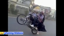 funny boy motercycle stunt with girl
