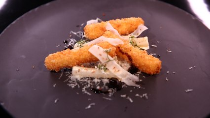 Ossau Iraty croustillant, salsifis, cerises séchées et coriandre par Fabrice Idiart (#DPDC)