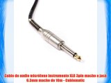 Cable de audio micr?fono instrumento XLR 3pin macho a jack 6.3mm macho de 10m - Cablematic