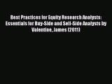 [PDF Download] Best Practices for Equity Research Analysts: Essentials for Buy-Side and Sell-Side