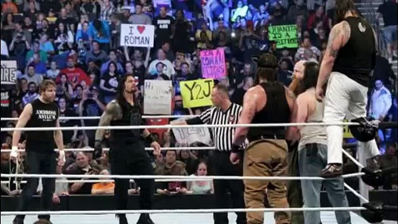 ROMAN REIGNS DEAN AMBROSE CHRIS JERICHO & BIG SHOW VS BRAY WYATT LUKE HARPER & ERICK ROWAN WWE SMACKDOWN