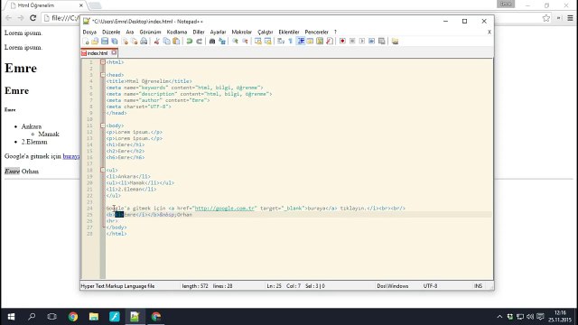 HTML - Ders 3 (Body Etiketleri ve Div Oluşturma)